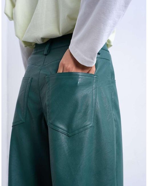 TOPSHOP White Faux Leather Barrel Leg Pants