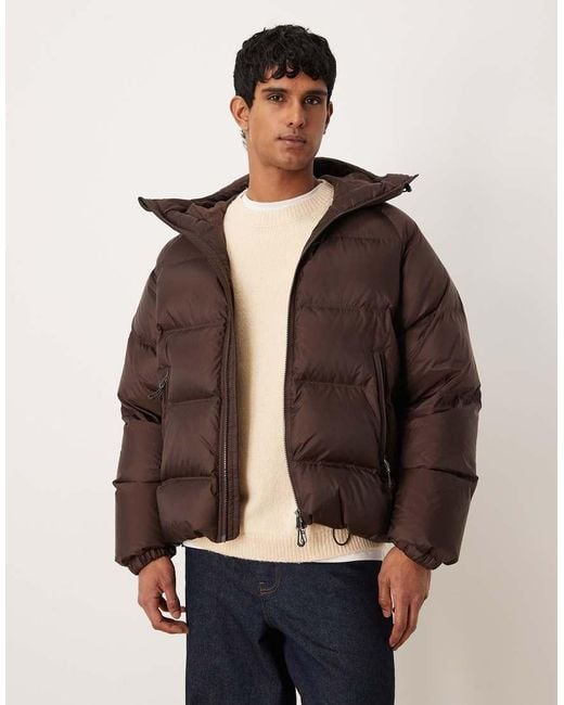 ARKET Brown Sporty Down Jacket With Hood for men