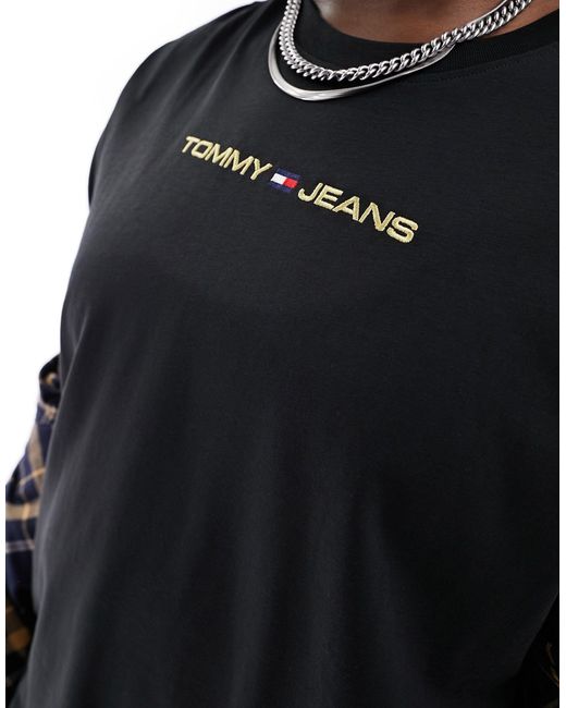Tommy Hilfiger Black Big & Tall Classic Gold Linear Logo T-shirt for men