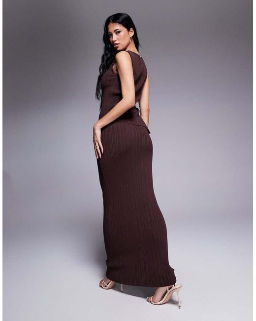 Princess Polly Purple Ribbed Sleeveless Asymmetric Top And Maxi Skirt Full Set