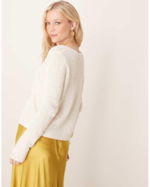 Cárdigan Con Abertura Delantera Con Corchetes De Punto De Hilo Texturizado De -Blanco ASOS de color Natural