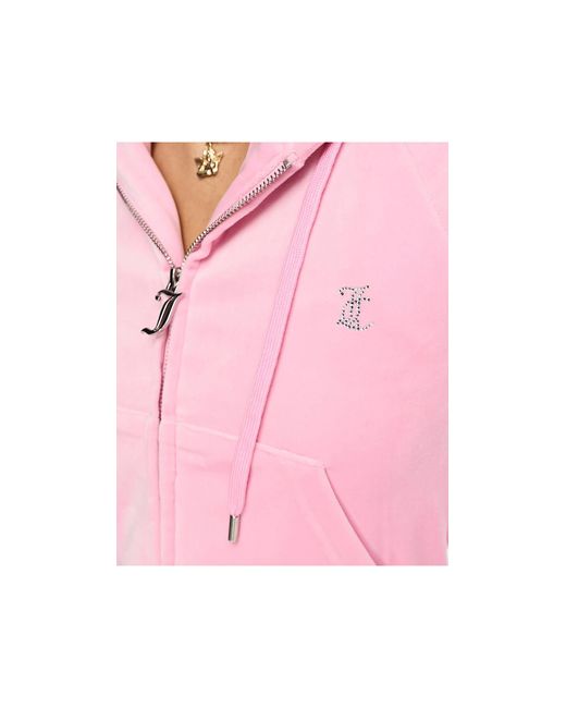 Sweat d'ensemble à capuche en velours avec fermeture éclair - rose Juicy Couture en coloris Pink