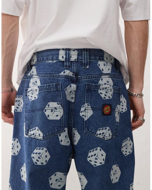 Big - jean baggy à imprimé dés - foncé délavé Santa Cruz pour homme en coloris White