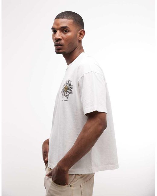 AllSaints Gray Petals Short Sleeve Graphic Logo T-shirt With Back Print for men