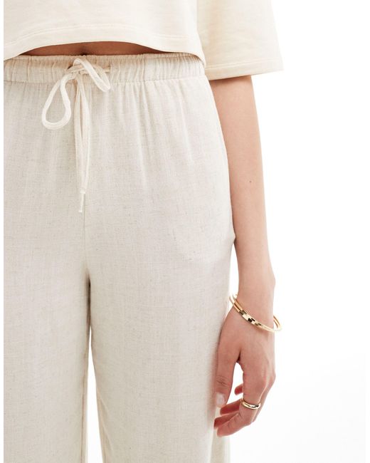 Stradivarius White Tall Linen Look Pull On Trouser