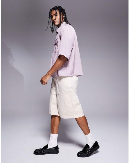 ASOS Natural Long Length Carpenter Jort for men