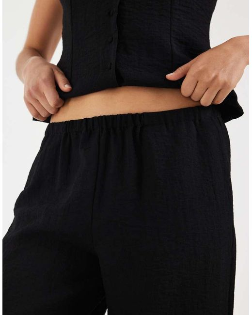 Aware Black Wide Leg Trouser With Lace Trim Detail Co-ord