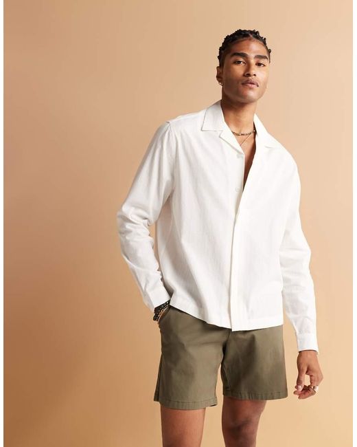 ASOS White Boxy Revere Shirt for men