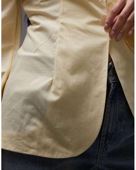 ASOS Yellow Cinch Waist Cocoon Sleeve Shirt
