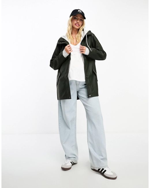 Vero Moda Black Raincoat With Borg Lining