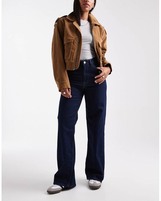 ONLY Women's Blue Hannah Extra High Waist Wide Leg Jeans