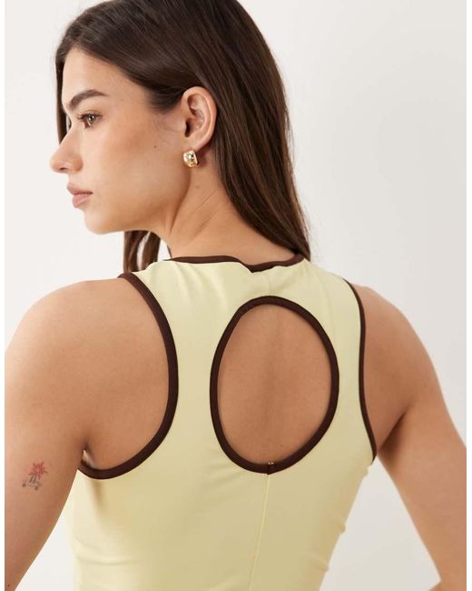 ASOS Green Cut Out Detail Racer Tank With Contrast Binding