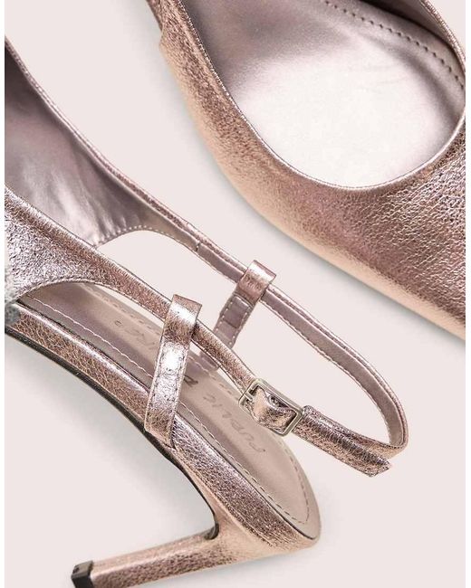 Public Desire Natural Salsa Cracked Sling Back Pointed Toe Heels