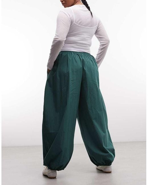 ASOS Blue Asos Design Curve Cotton Nylon Blend Pull On Balloon Trousers