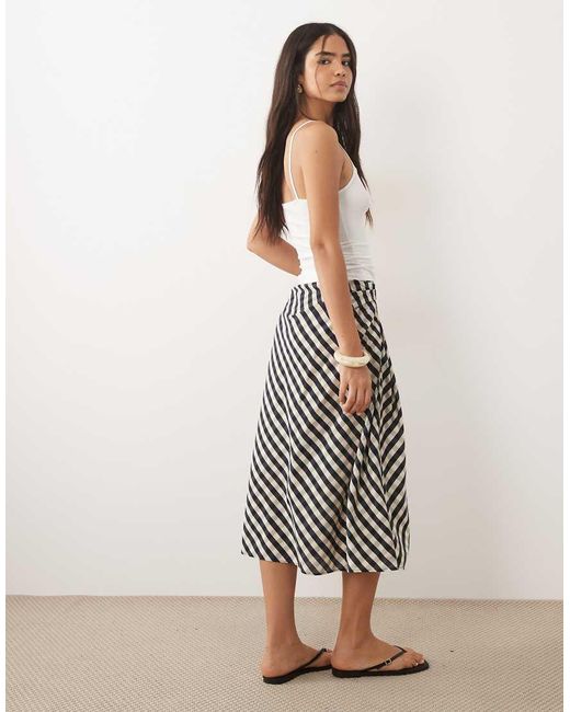 Mango Natural Ruched Side Midi Skirt