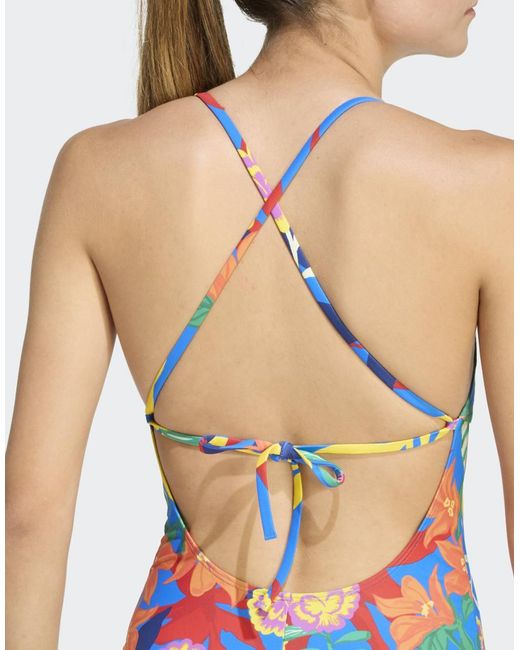 Adidas Originals Blue Mexicana Florals Tie-Back Swimsuit