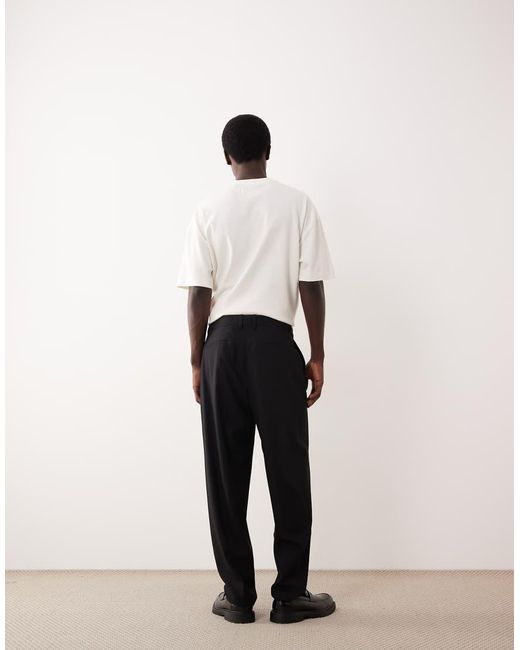 ASOS COLLECTIVE Natural Smart Relaxed Tapered Fit Wool Blend Pants for men