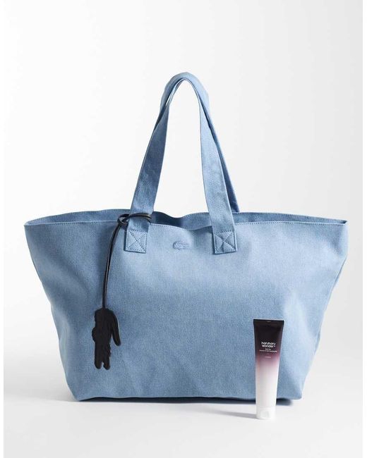 Lacoste Blue Large Tote Bag With Croc Charm