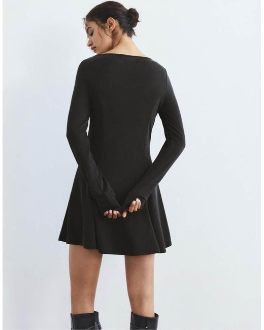 Pull&Bear Black Short Dress With Fluid Hem