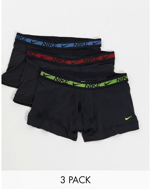 Nike Black 3 Pack Flex Microfibre Trunks for men