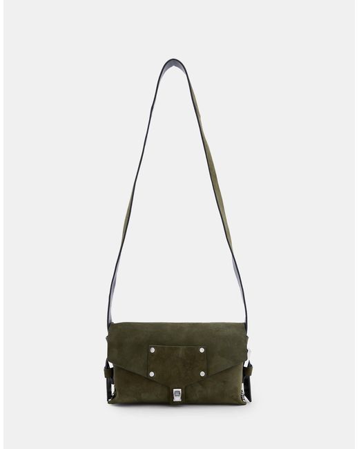 AllSaints Black Miro Suede Crossbody Satchel Bag