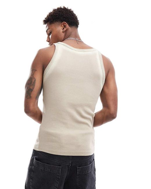 Weekday Gray Matheus Rib Vest Tank Top With Spray Effect for men