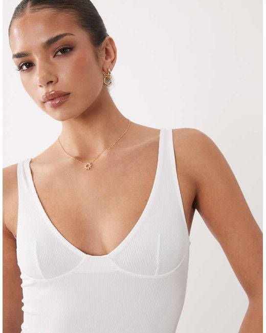ASOS Blue Plunge Rib Bodysuit