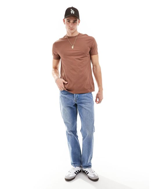 Camiseta marrón con cuello redondo ASOS de hombre de color Multicolor