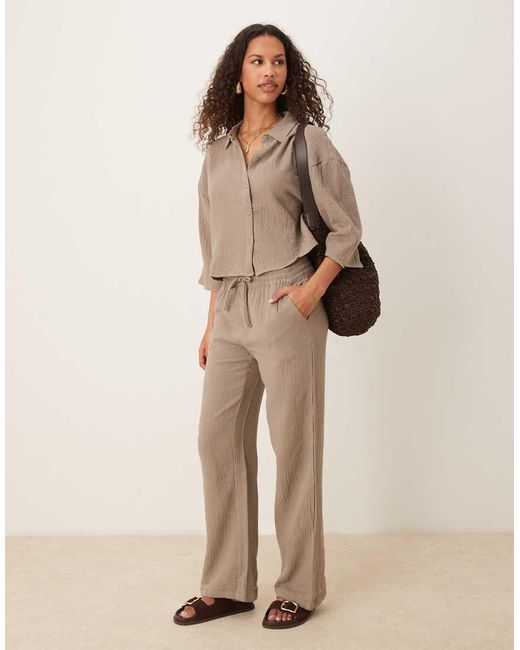 Camisa Corta De Bambula De Jdy de color Brown