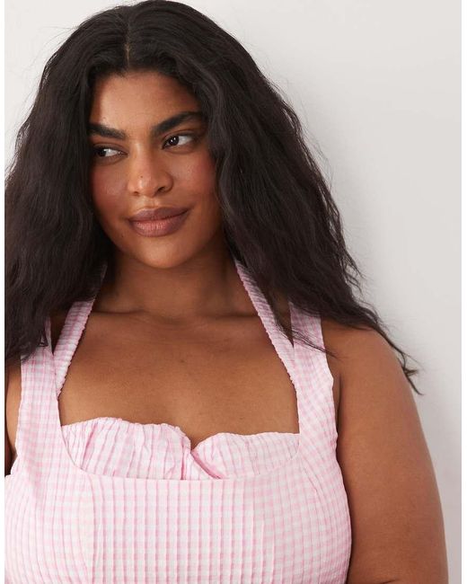 ASOS Pink Asos Design Curve Square Neck Maxi Sundress With Peekaboo Bust