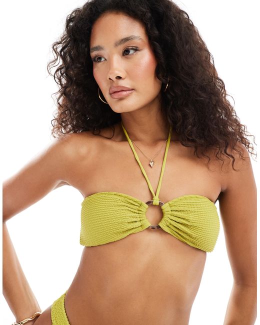 Lindex Green – brie – neckholder-bikinioberteil aus krepp-stoff