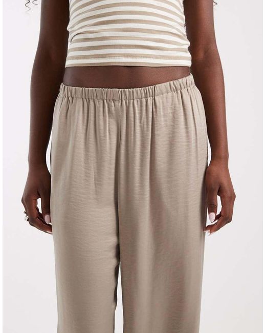 Vero Moda Natural Pull On Textured Wide Leg Trousers