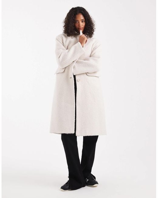 ONLY White Brushed Overcoat