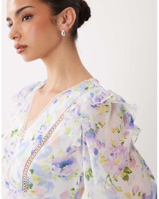 Vila White Ladder Lace Frill Detail Maxi Dress