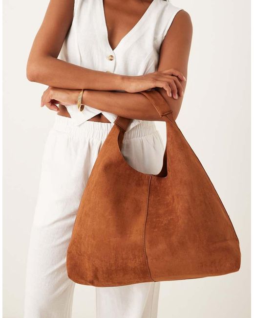 ASOS Blue Faux Suede Scoop Tote Bag