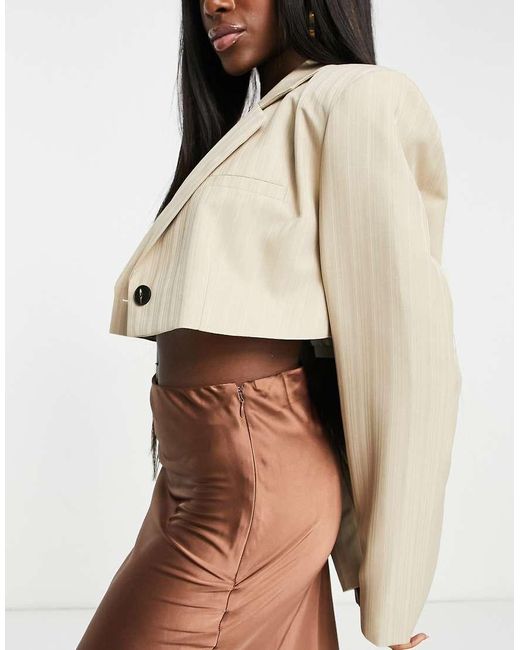 Monki Brown Satin Midi Skirt