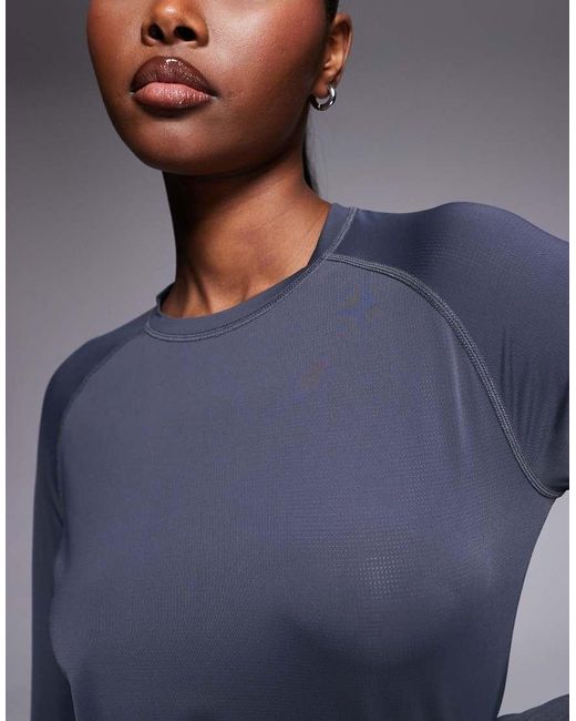 4505 Blue Nylon Performance Mesh Quick-dry Running Long Sleeve Top