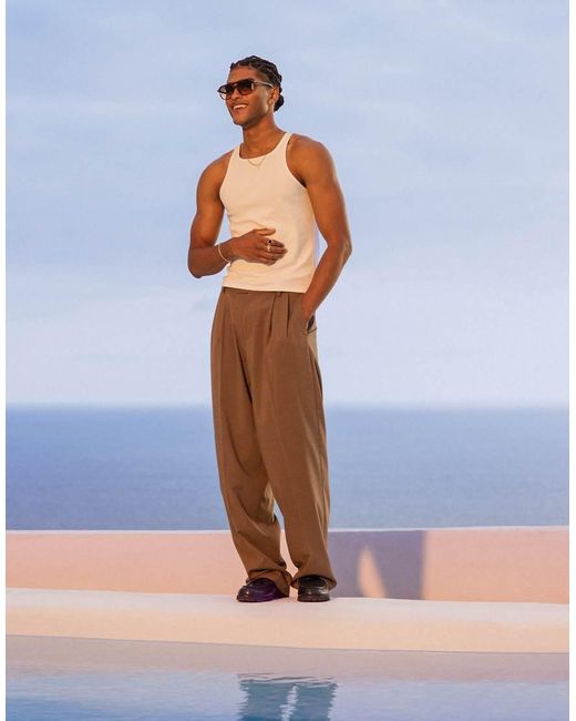 ASOS Hoogsluitend Muscle Fit Hemd Van Zware Stof in het Blue voor heren