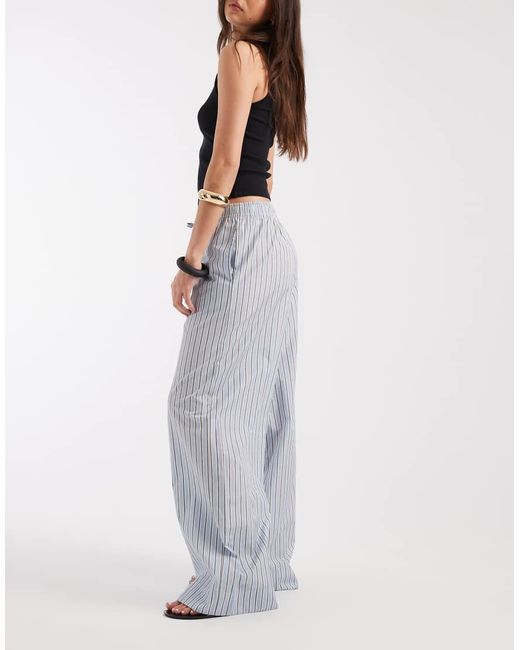 ONLY Blue Pull On Wide Leg Trousers