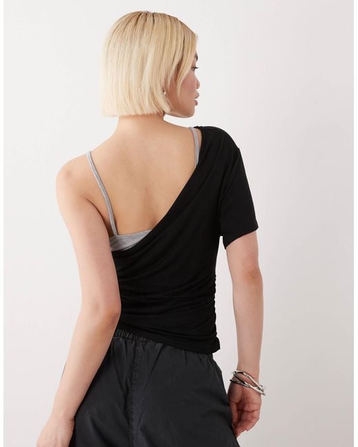 Collusion Black Double Layer Off-Shoulder Cami