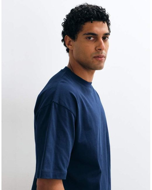 ASOS Blue Heavyweight Boxy Oversized T-shirt for men