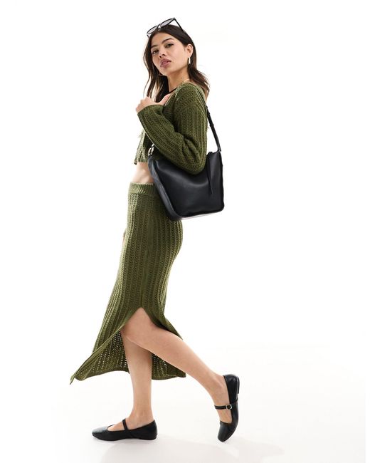 ASOS Green Knitted Midi Skirt