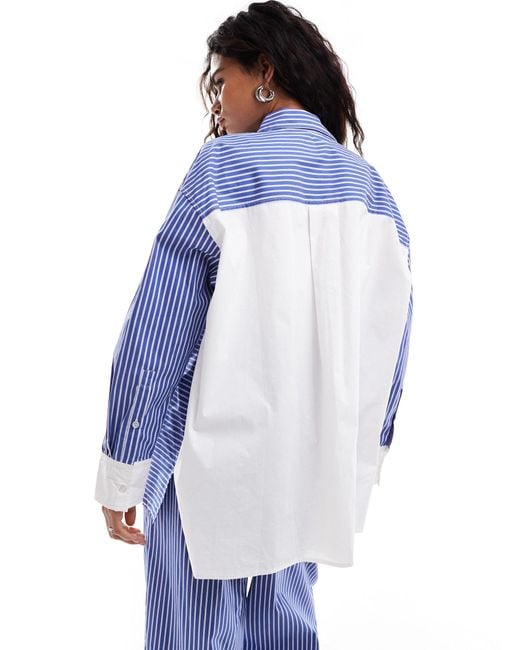 emory park Blue Stripe Oversized Shirt Co-ord
