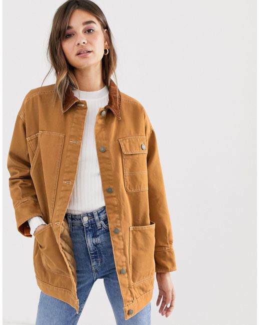Monki Denim Jacket With Quilted Lining 