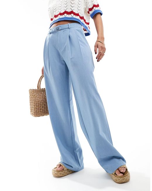 Pantalon ample à ceinture Stradivarius en coloris Blue