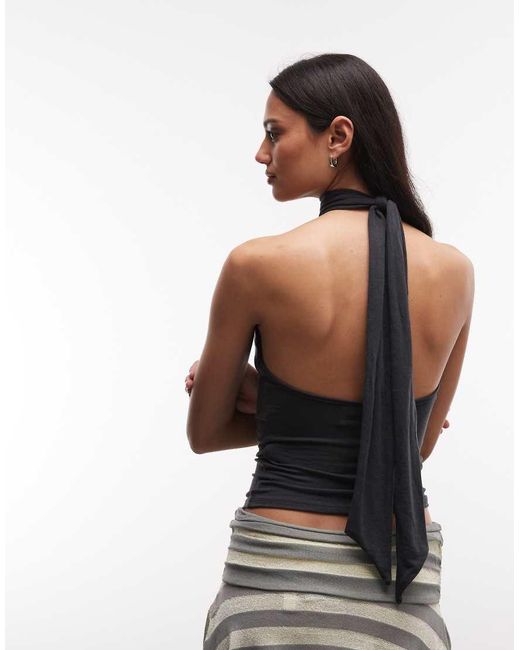 Weekday Black Halterneck Top With Open Back