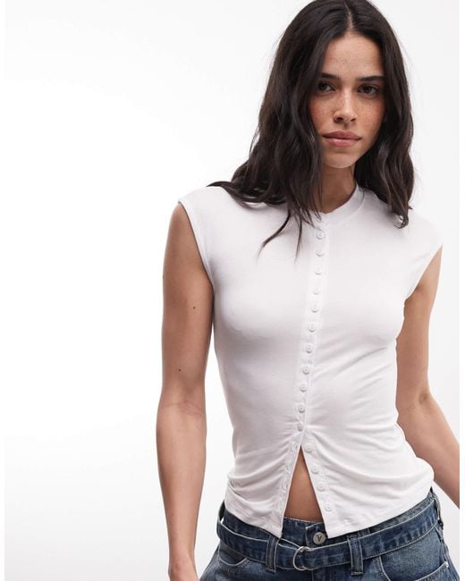 Weekday White Button Front Top