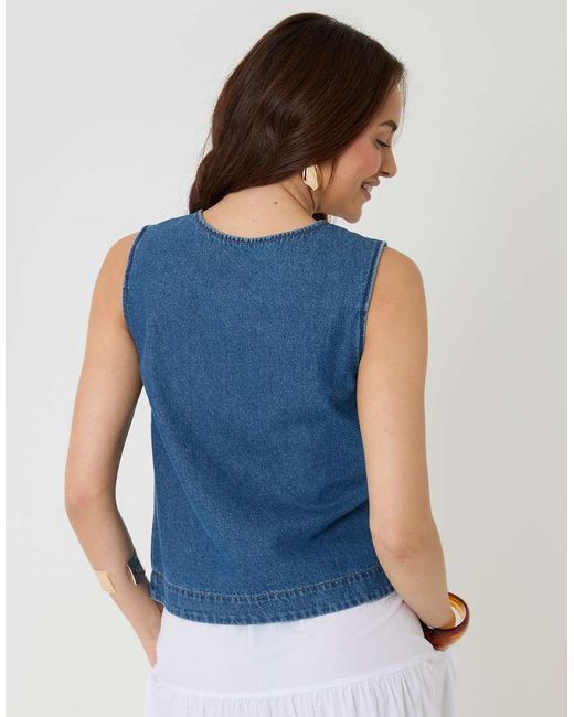 Threadbare Blue Denim Button Up Top