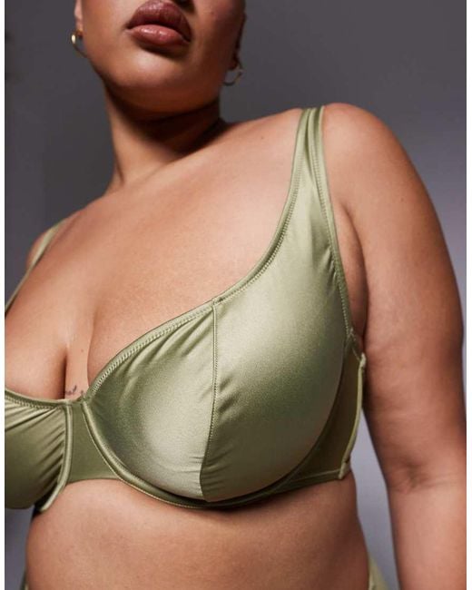 ASOS Green Asos Design Curve Fern Clean Satin Built Up Underwire Bra