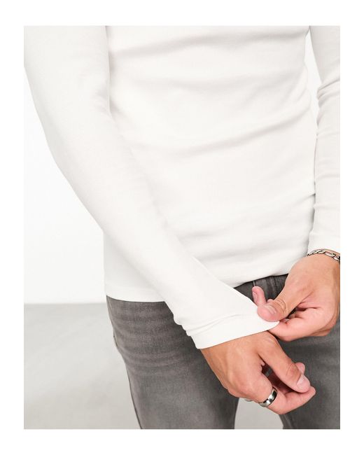 ASOS Natural 3-pack Long Sleeve Muscle Ribbed T-shirts for men